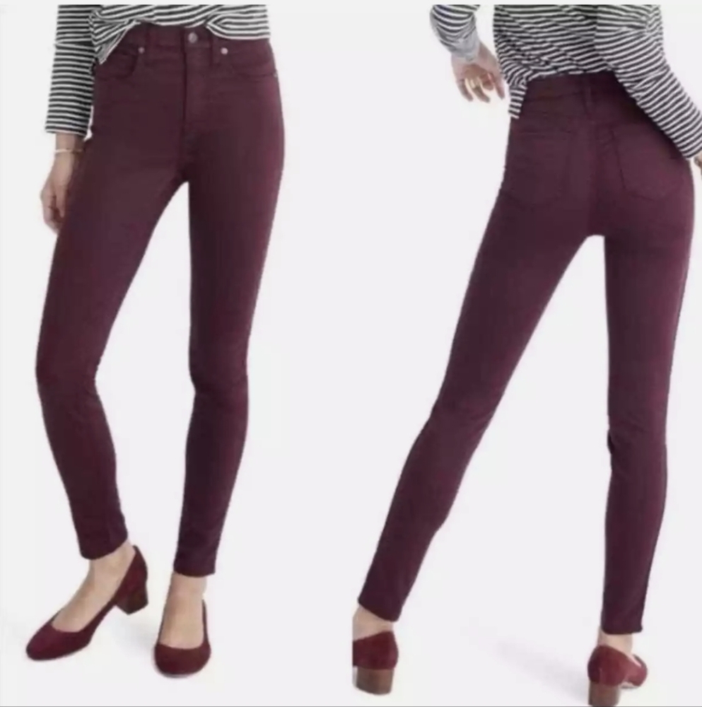 Madewell 10" High Rise Skinny Sateen Burgundy Jeans Sz.27